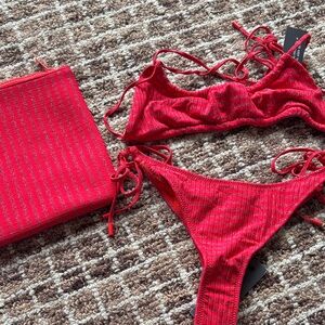 Triangl Swimwear Red Bikini Set NWT